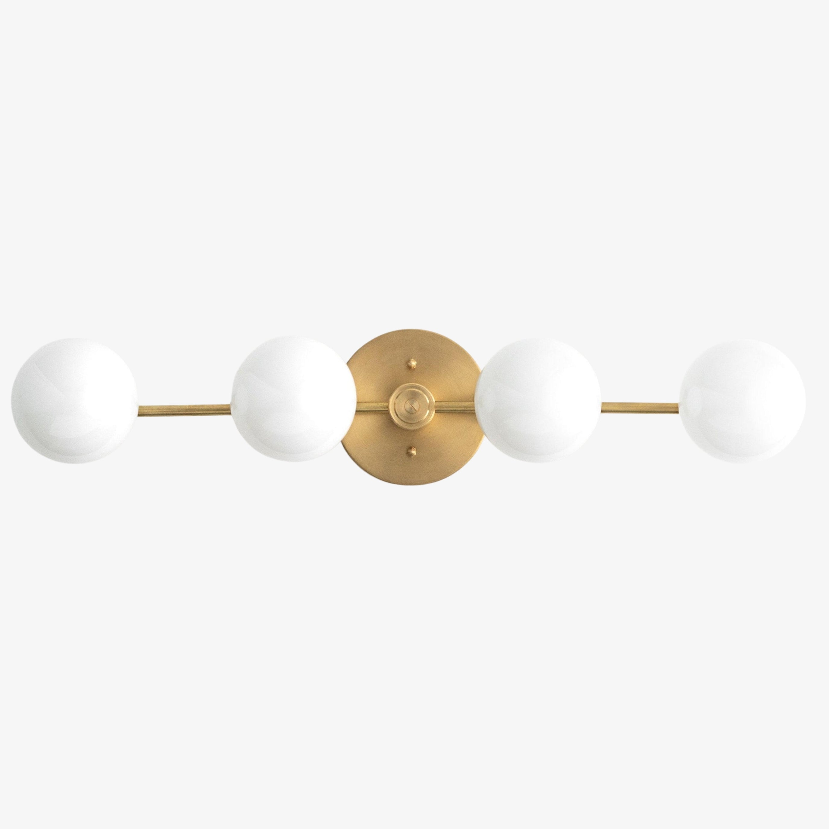 Lampada da parete Glorica Glass in metallo minimalista con barra e globo per toeletta — Lampada a globo da parete per spogliatoio e bagno | Esilora