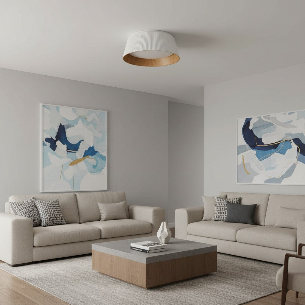 Ribravo Modern Ribbed Textured Shade Ceiling Lamp - Modern Minimalist Lamp for Living Room | Esilora
