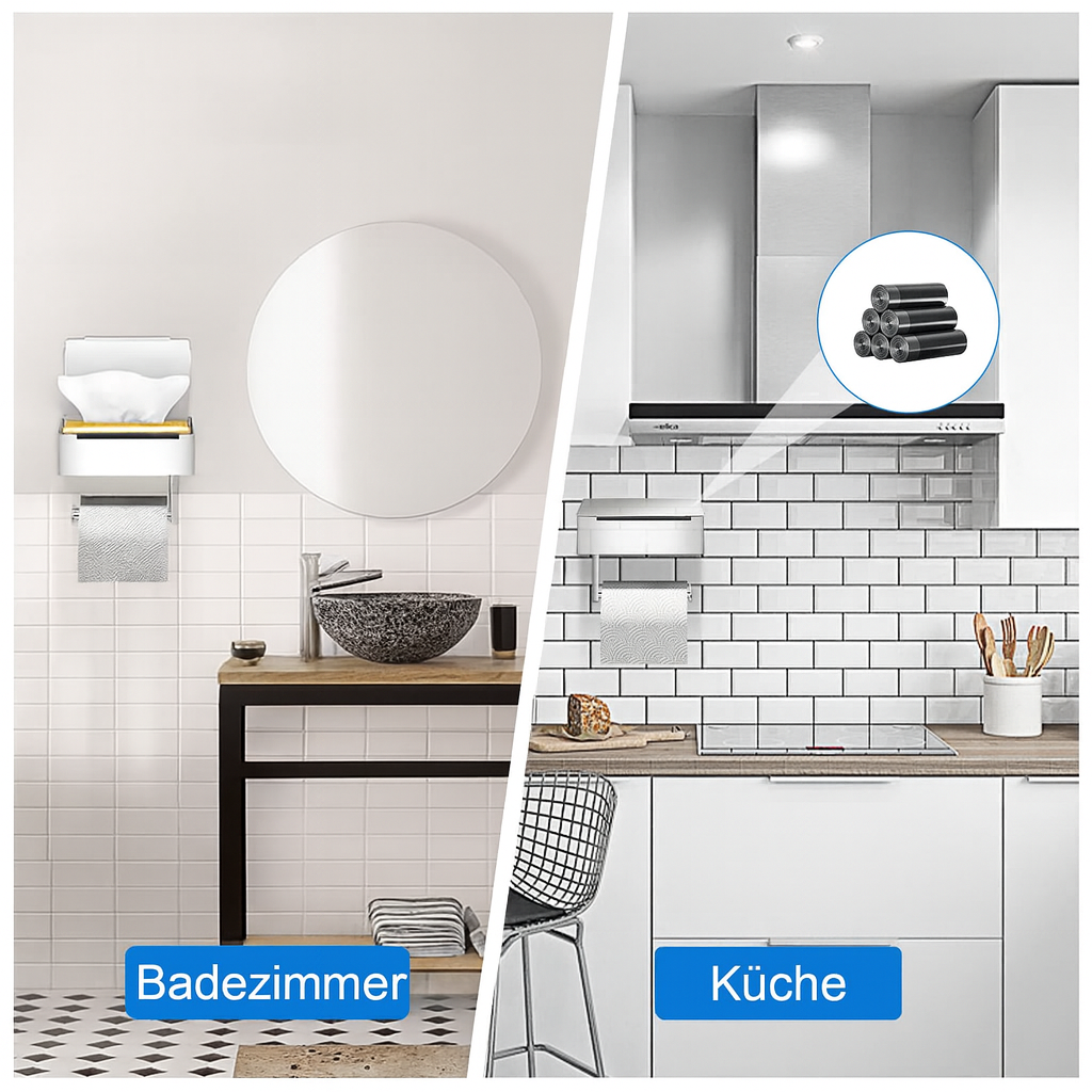 Tissuedispenser | Roestvrijstalen toiletpapierhouder | 2-in-1-houder met plank | SteelShelf - Esilora