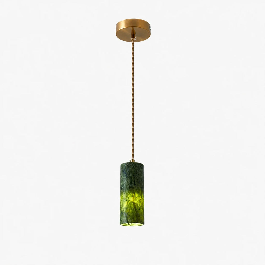 Závěsná lampa ve tvaru válce ze zeleného nefritu | Esilora
