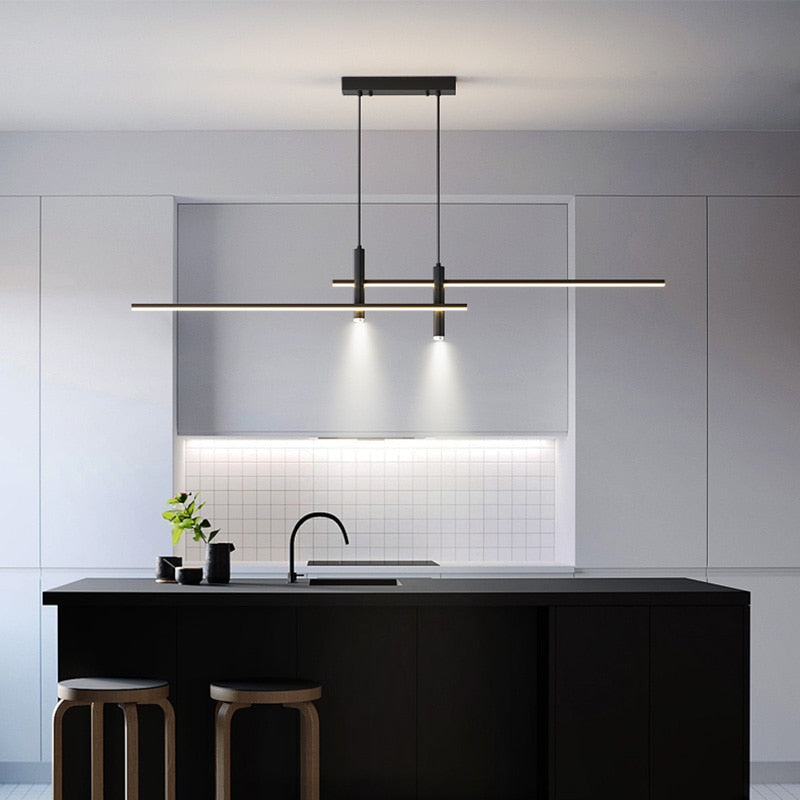 Sirosta metallista valmistettu lineaarinen LED-riippuvalaisin – moderni minimalistinen tyyli | Esilora