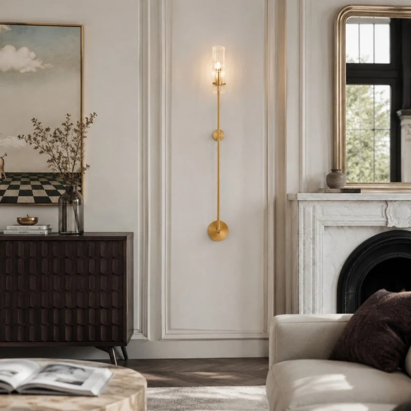 Long Copper and Glass Wall Sconce | Esilora