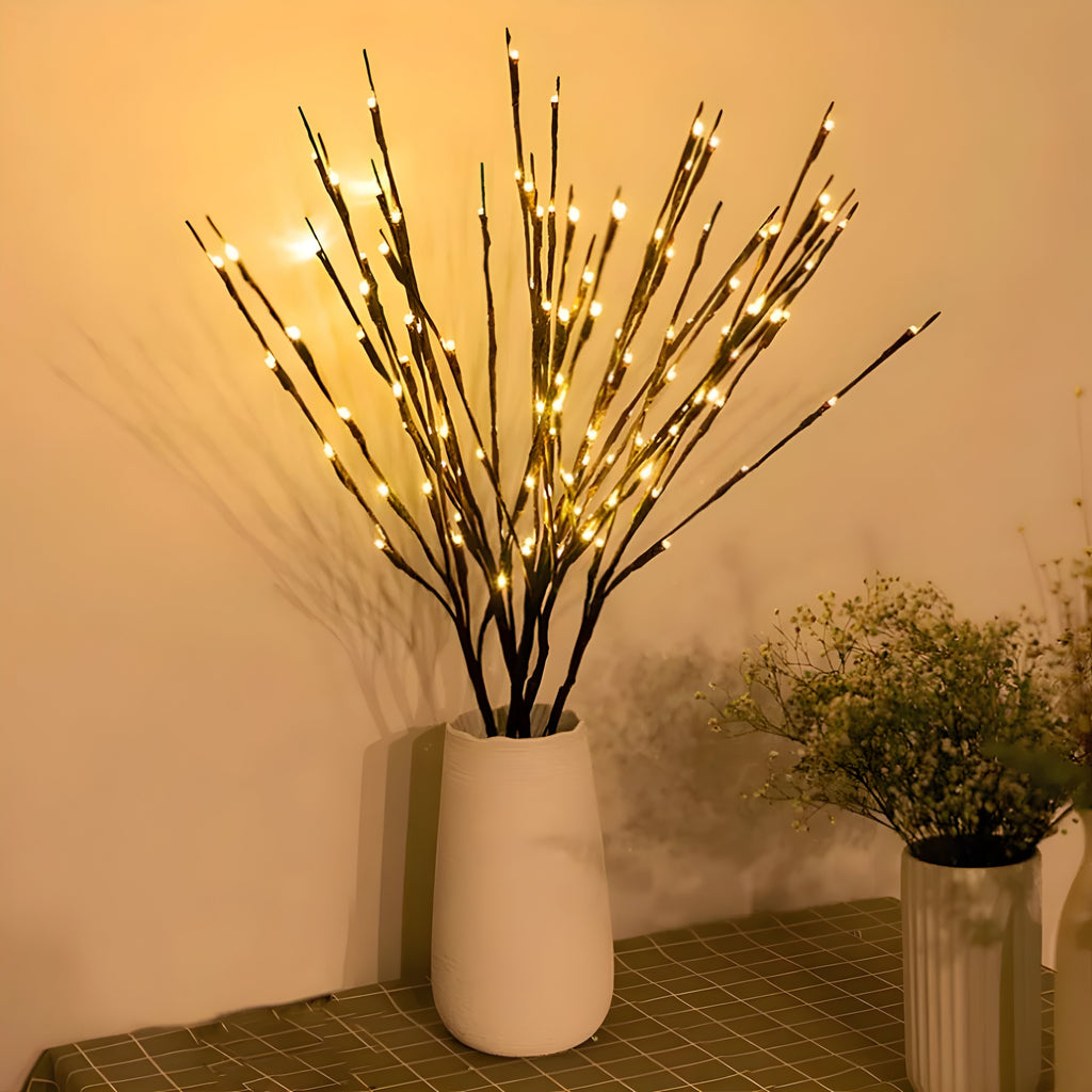 Ramuri decorative LED — lumină alb cald, alimentate cu baterii