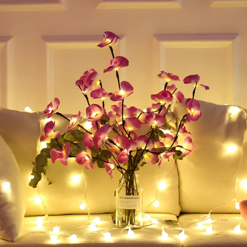 Ramuri decorative LED — lumină alb cald, alimentate cu baterii