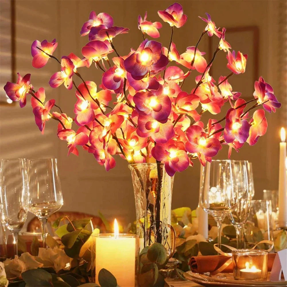 Ramuri decorative LED — lumină alb cald, alimentate cu baterii