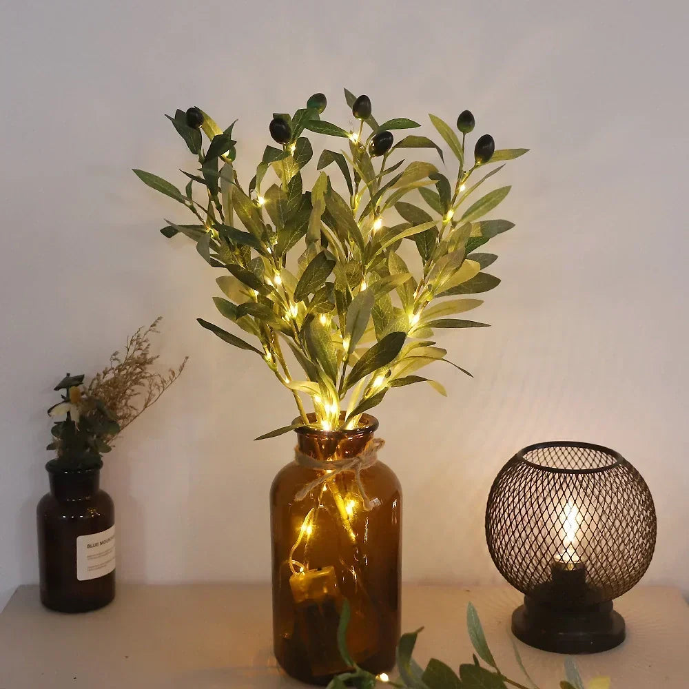 Ramuri decorative LED — lumină alb cald, alimentate cu baterii