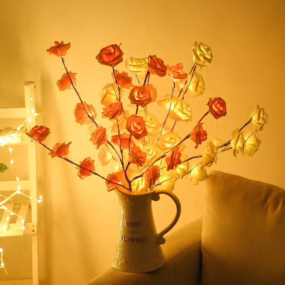 Ramuri decorative LED — lumină alb cald, alimentate cu baterii