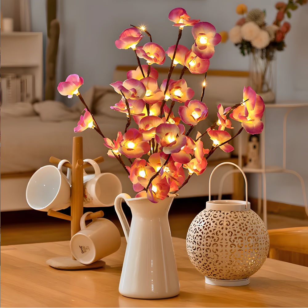 Ramuri decorative LED — lumină alb cald, alimentate cu baterii