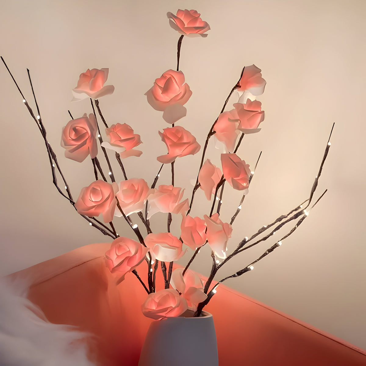Ramuri decorative LED — lumină alb cald, alimentate cu baterii