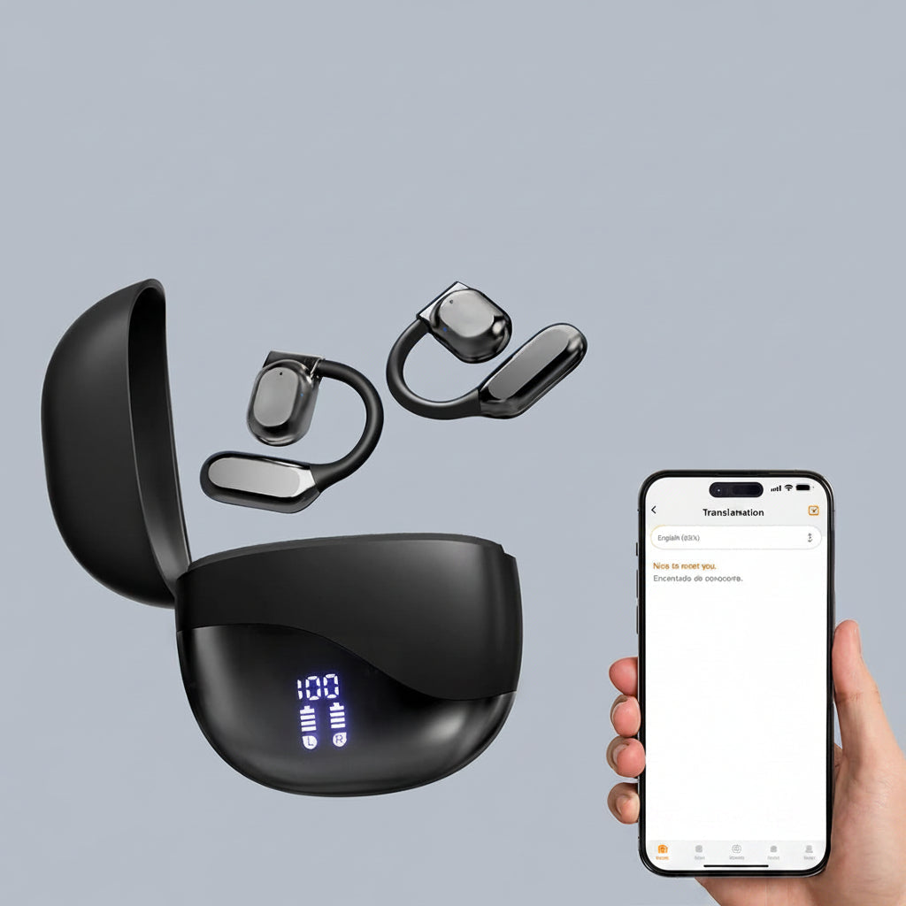 Bezprzewodowe słuchawki douszne z tłumaczem Bluetooth — para