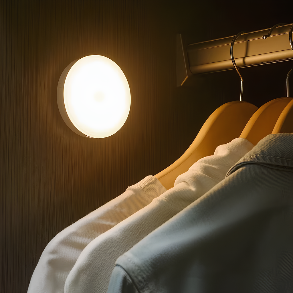 Lampă de veghe LED cu senzor de mișcare — design compact, activare instantanee