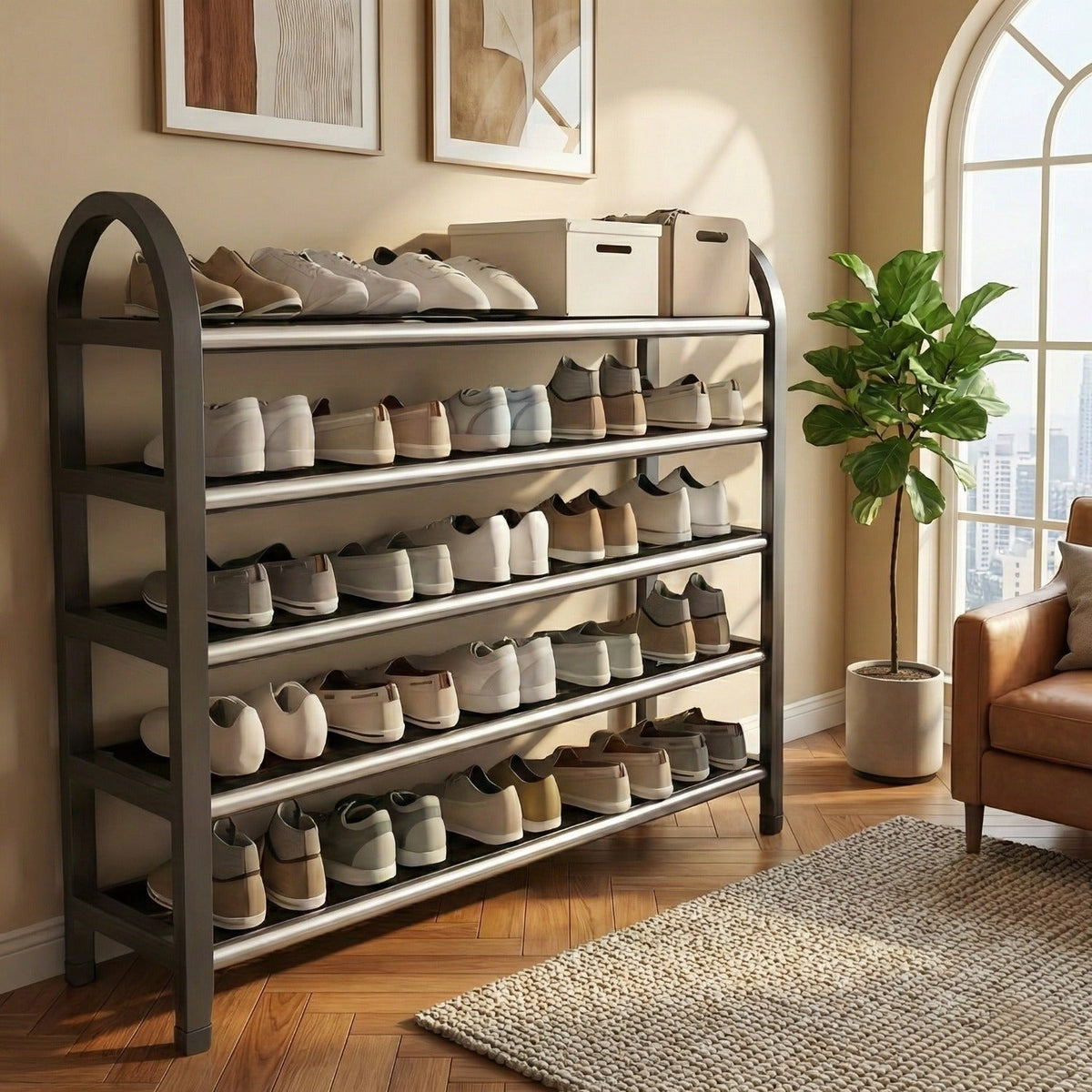 Space-Saving Shoe Rack with 5 Tiers - Esilora