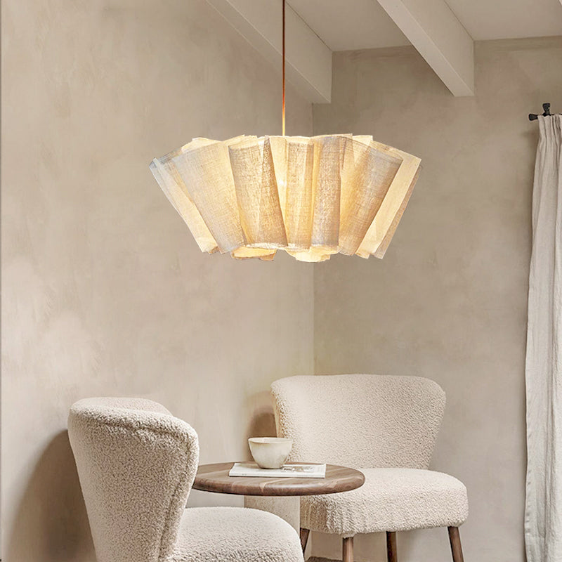 Oslan Pleated Fabric Pendant – Nordic Minimal Style Lighting for Dining Room | Esilora