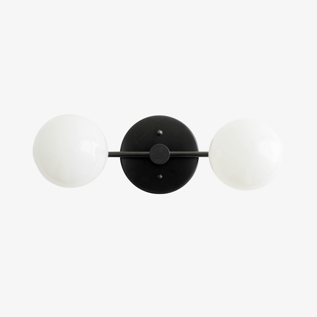 Glorica Glass Minimalist Metal Arm Globe Wall Sconce – Mid-Century Vanity Lighting for Mirror & Hallway | Esilora