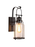 Industrial Wall Sconce – American Vintage Outdoor Iron Light with Glass Shade | Esilora