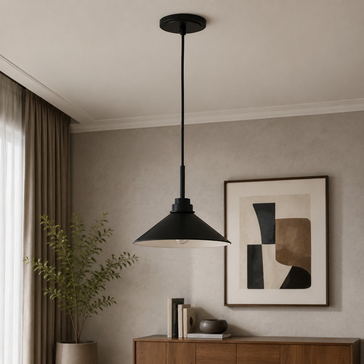 Aurenza Modern Farmhouse  Cone Pendant Light – Dimmable Kitchen and Entryway Lighting | Esilora