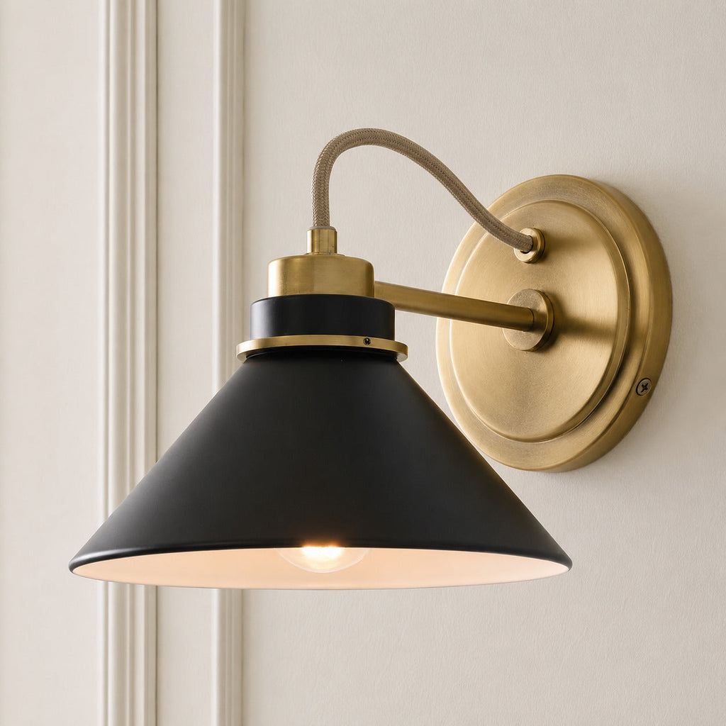 Aurenza Curved Arm Globe Wall Sconce – Modern Industrial Wall Lamp for Bathroom, Bedroom, and Hallway | Esilora