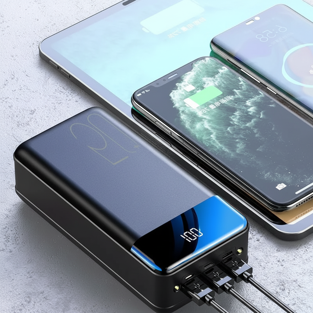 50.000-mAh-Schnelllade-Powerbank — Tragbares Ladegerät für Smartphones und Tablets