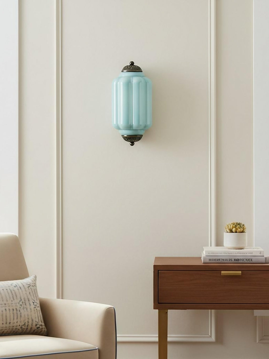 Vintage Milk Glass Flush Eloise Wall Sconce for Bedside Hallway | Esilora