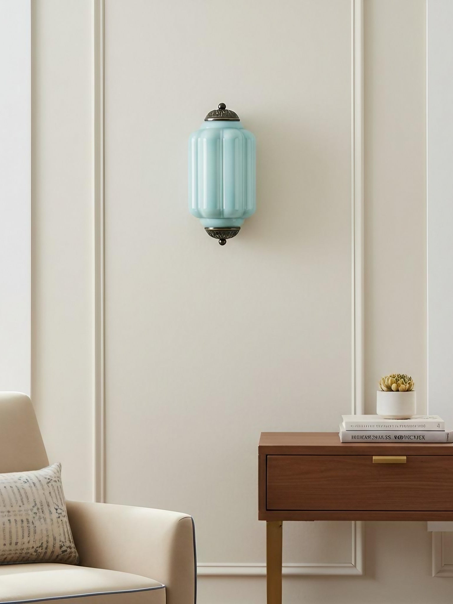 Vintage Milk Glass Flush Eloise Wall Sconce for Bedside Hallway | Esilora