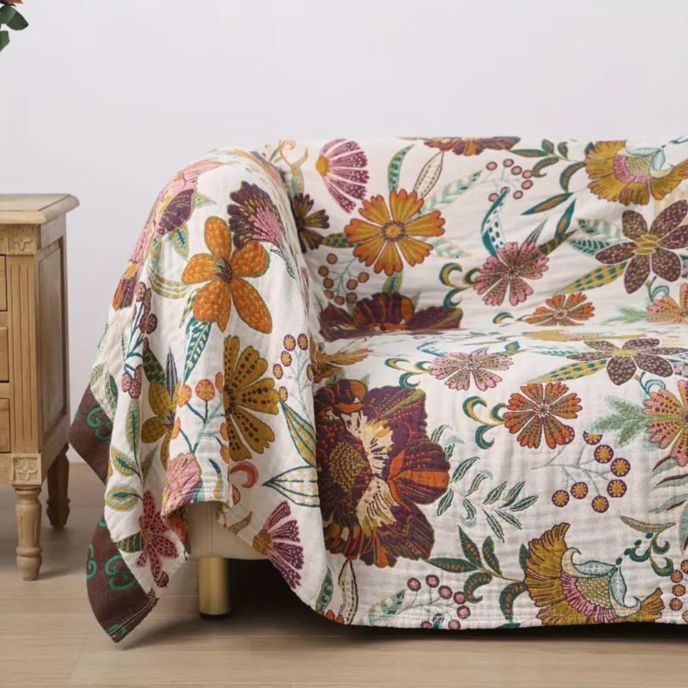 Manta floral reversível — acessório decorativo aconchegante para a casa