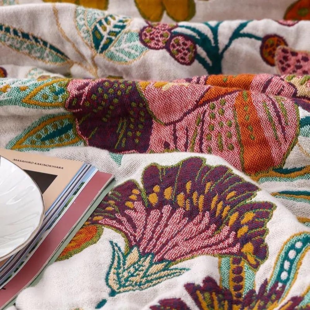 Manta floral reversível — acessório decorativo aconchegante para a casa