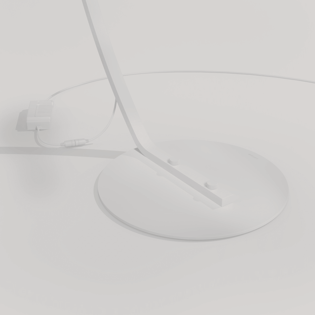 モダンアークフロアランプ - 電球色LED、ベース一体型