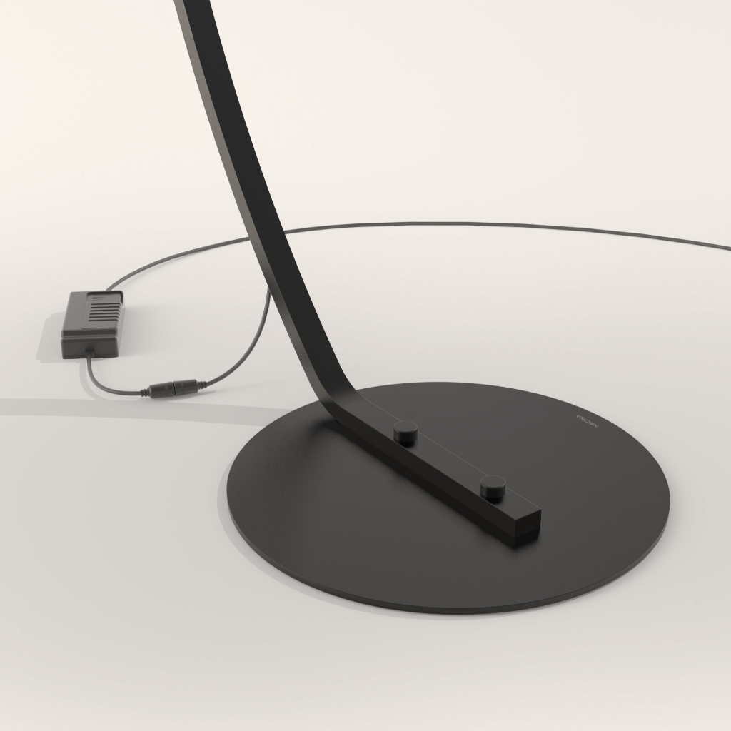 モダンアークフロアランプ - 電球色LED、ベース一体型