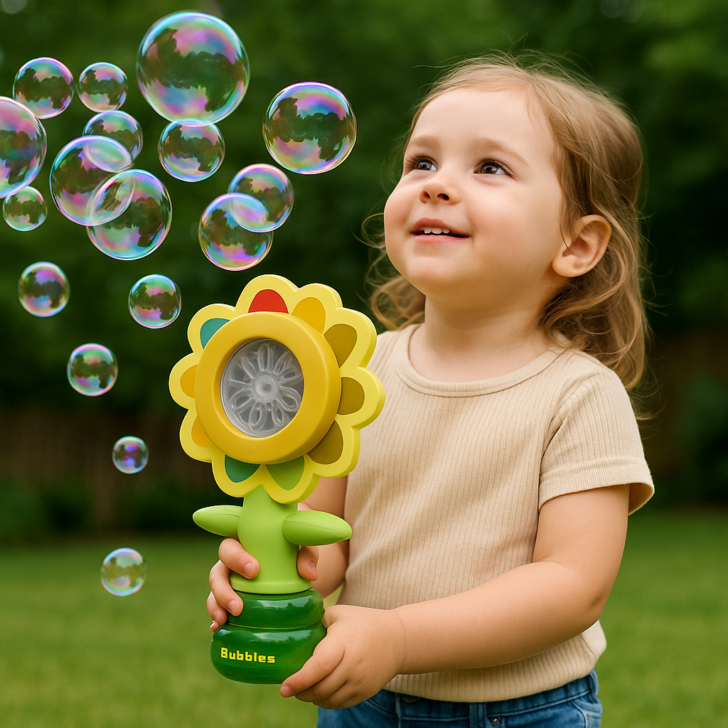 Automatisk bubbelmaskin med blommor — motordriven musikleksak