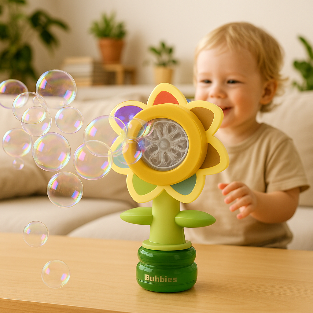 Automatisk bubbelmaskin med blommor — motordriven musikleksak