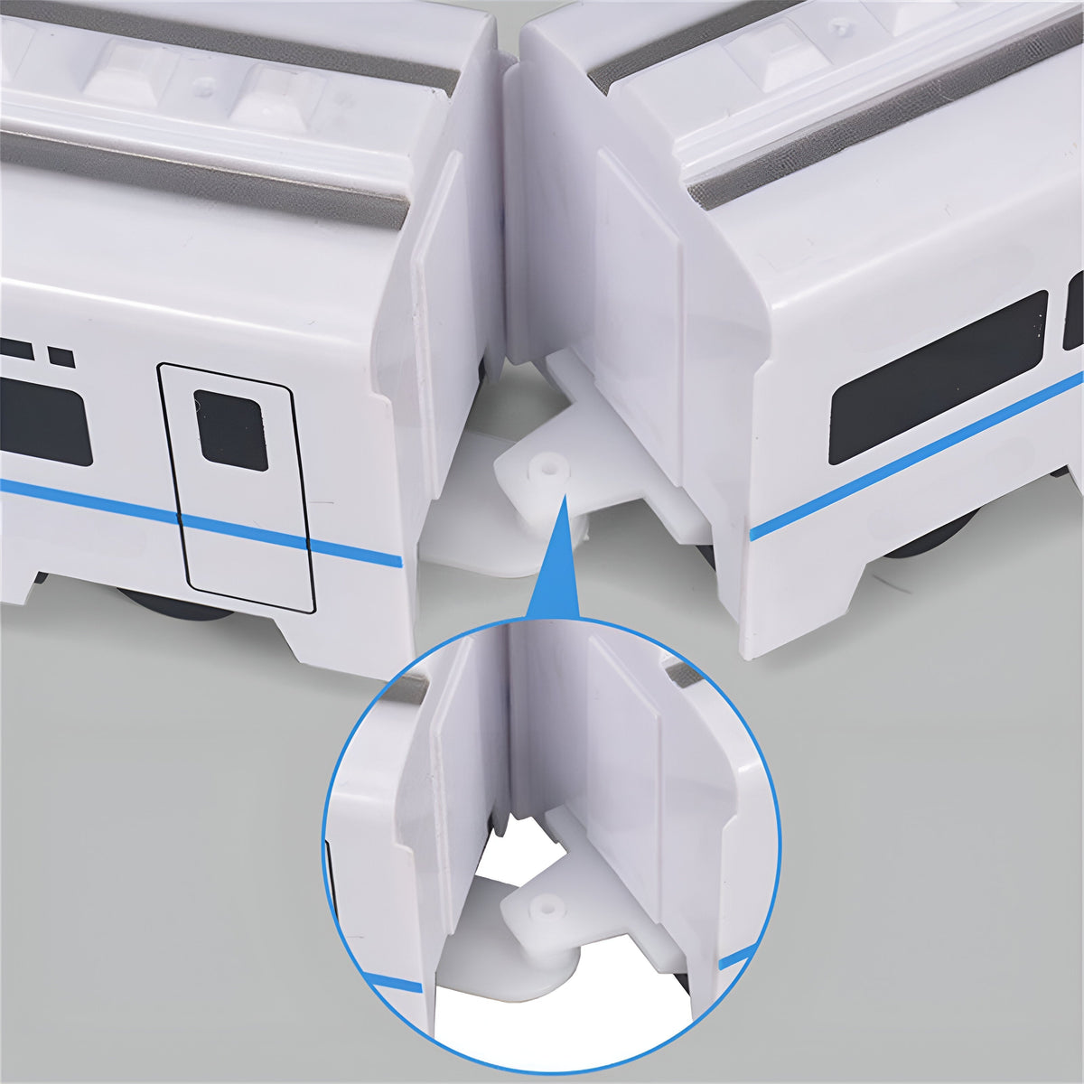 Durable White Plastic Toy Train — Attached Cargo Carriers