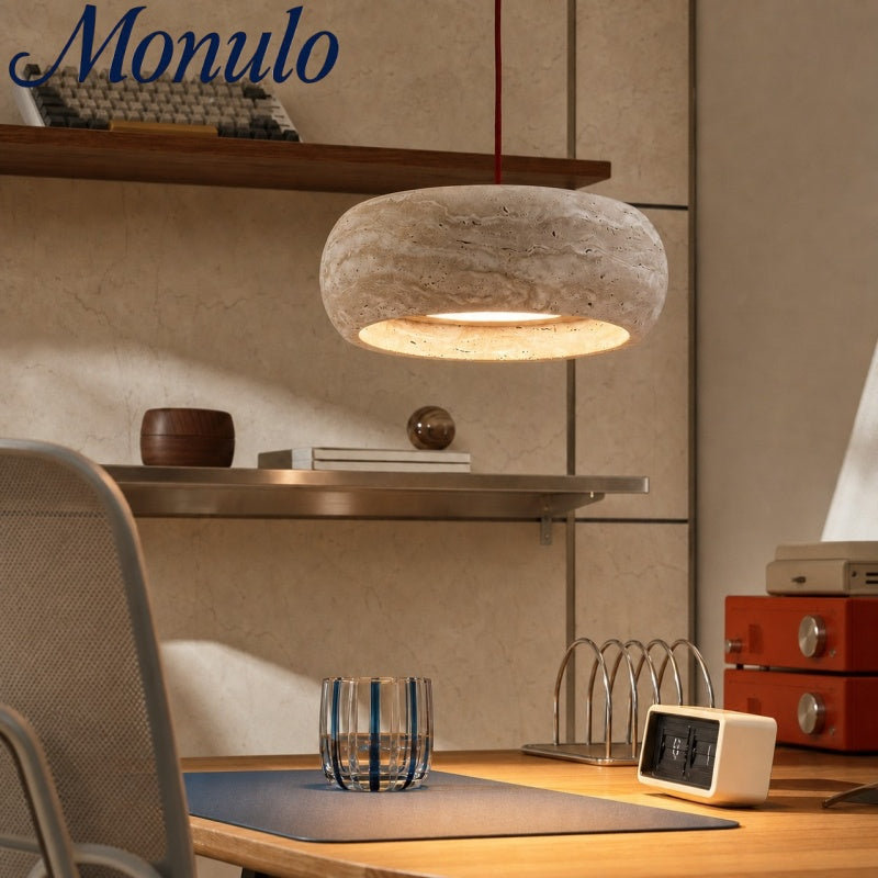 Kairis Travertine Natural Stone Pendant Light - Vintage Style Lighting for Dining and Living Spaces | Esilora
