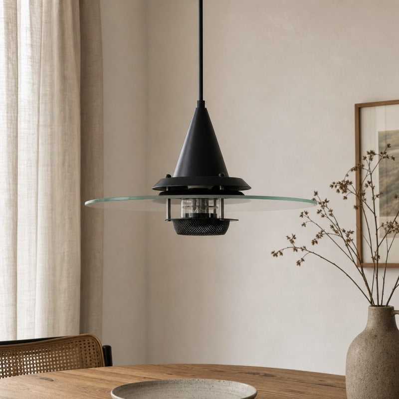 Kallera UFO Pendant Light - Metal and Glass Vintage Modern Hanging Lamp for Dining Room | Esilora