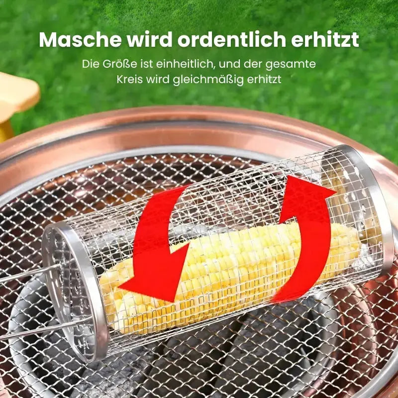 Stainless Metal Grill Basket | Rolling Tray | Suitable for Small Grill Items | GrillRoll - Esilora