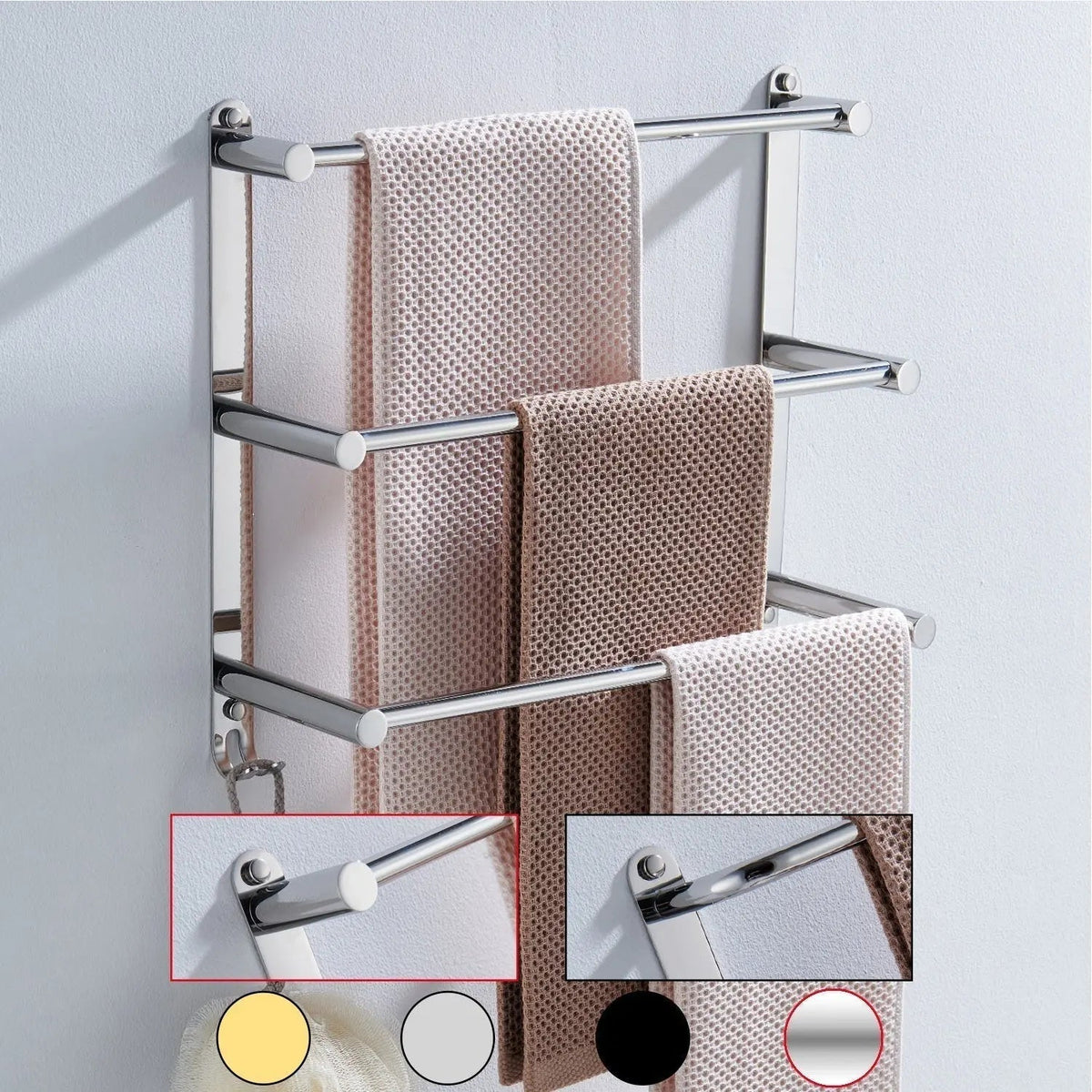 Stainless Steel Towel Rack with 3 Bars for Wall Mounting - Esilora