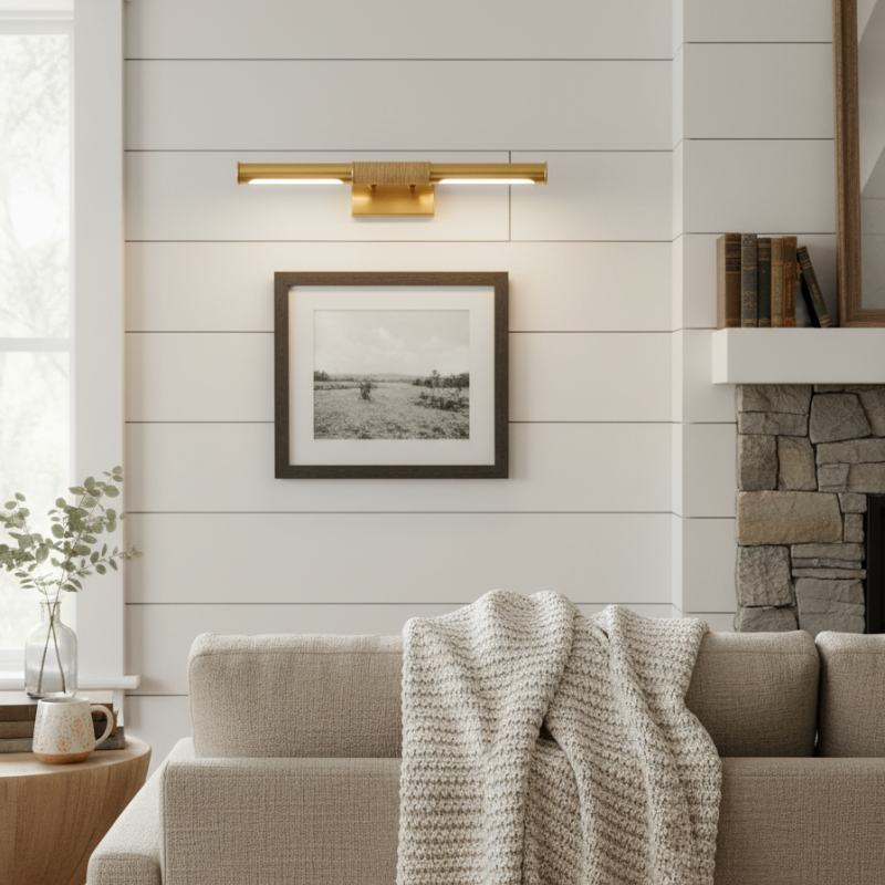 Aurix Picture Light – Slim Wrapped‑Center Bar Design Metal Finish Wall Lamp for Gallery & Hallway | Esilora