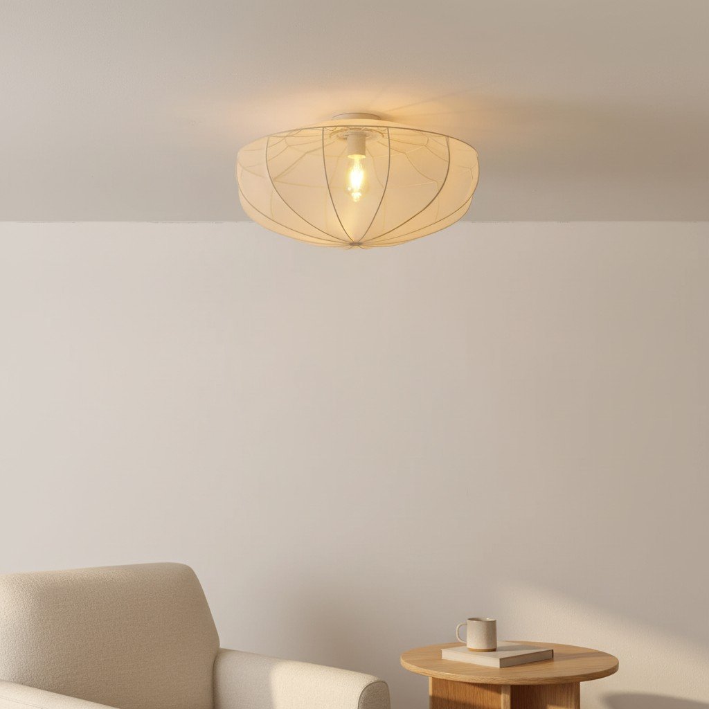 Lumifil Draped Mesh Ceiling Light – Boho Rustic Textured Shade Lamp for Living Room or Bedroom | Esilora