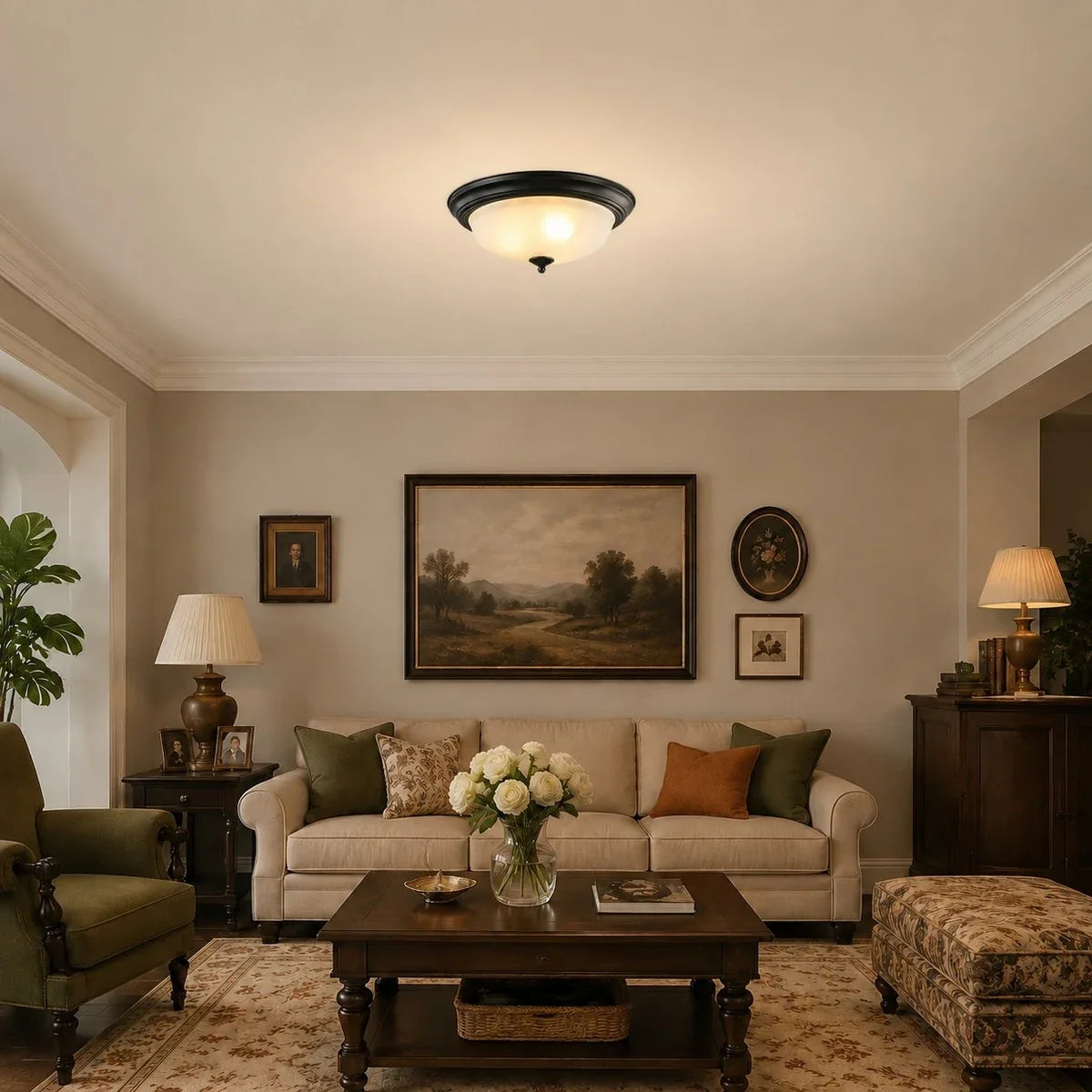 Vintage Scrollwork Flush Mount Ceiling Light | Esilora