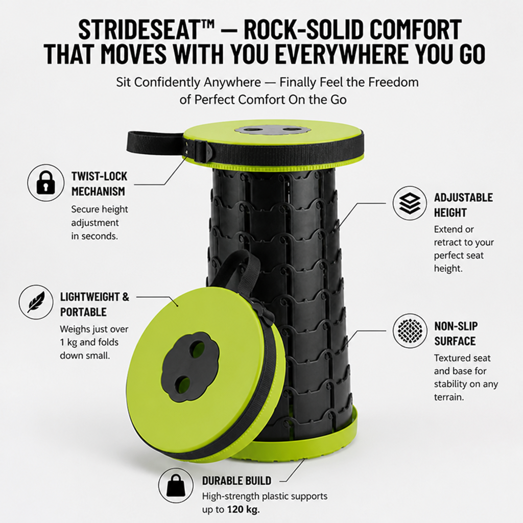 StrideSeat — Comfort solidissimo che si muove con te ovunque tu vada - Esilora