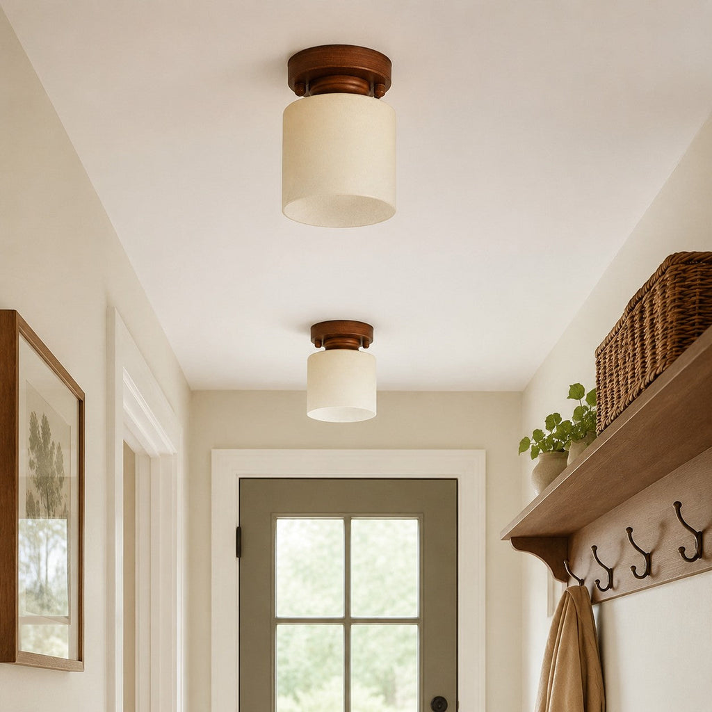 Gradient Yellow Glass Metal Flush Mount Ceiling Light | Esilora