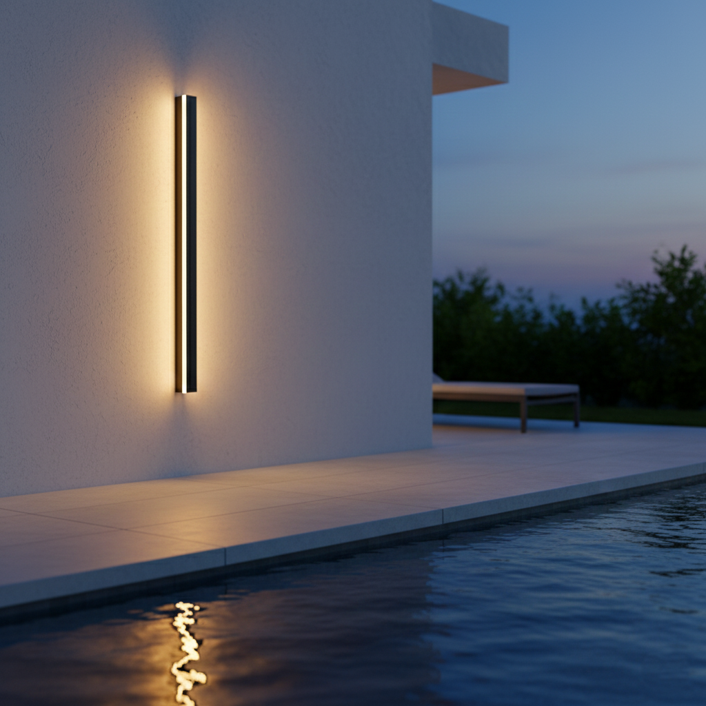 Elegantní minimalistické lineární kovové venkovní nástěnné svítidlo Edge | Esilora