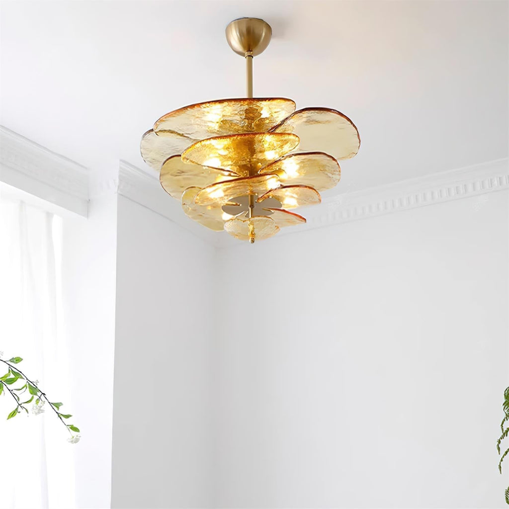 Lotus Leaf Layered Glass Chandelier | Esilora