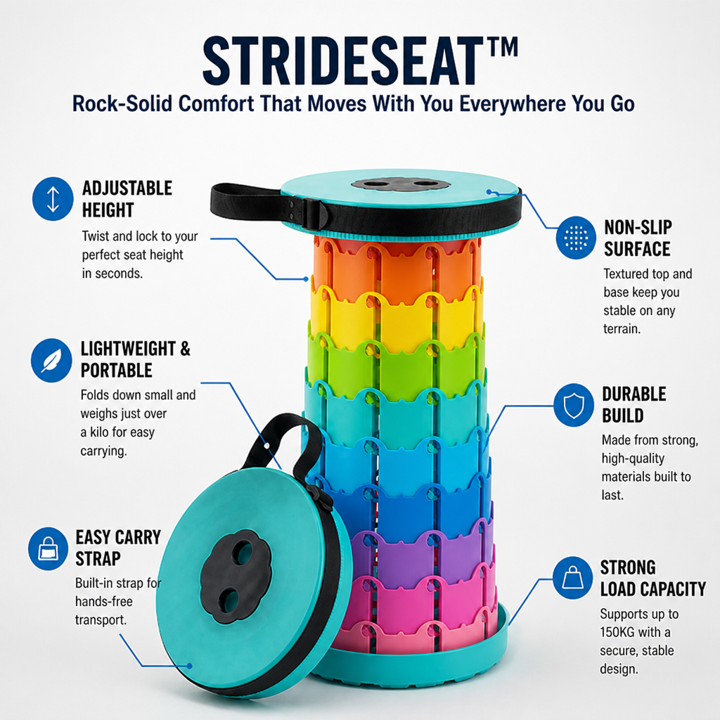 StrideSeat — Comfort solidissimo che si muove con te ovunque tu vada - Esilora