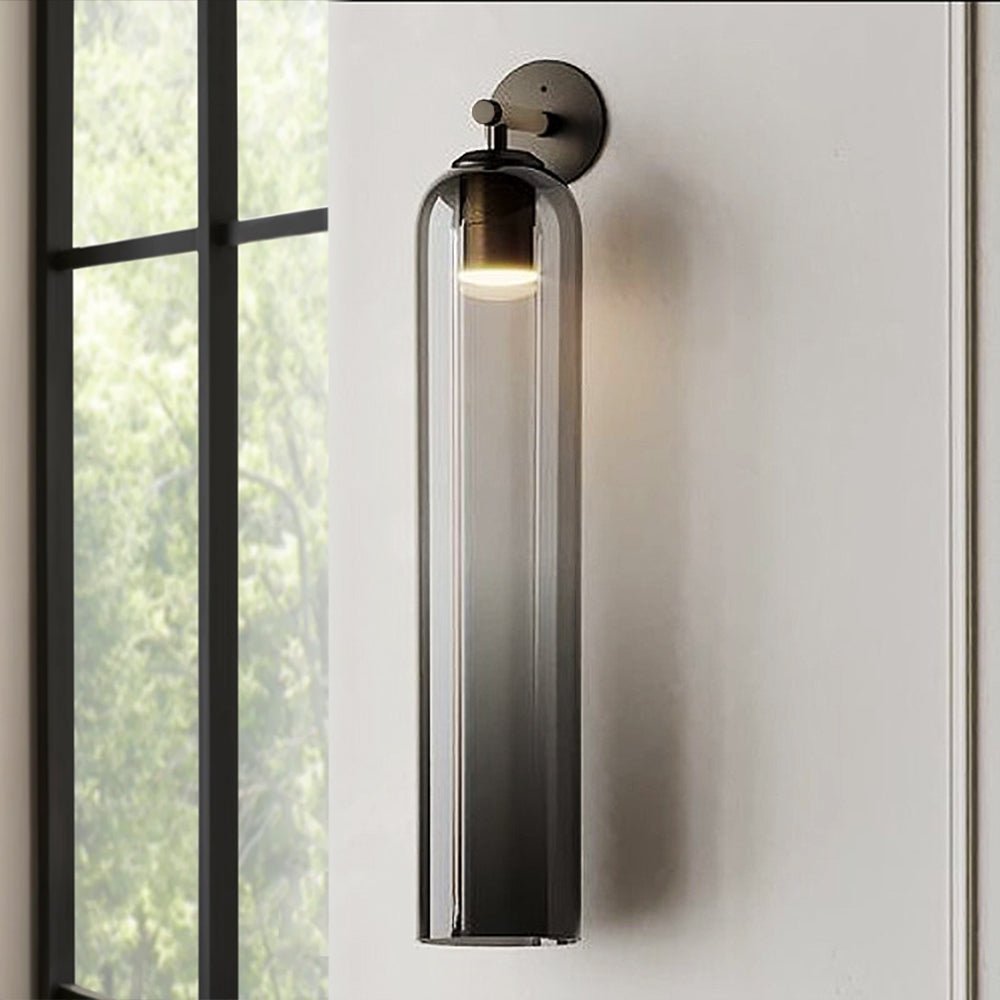 Art Glass Sconce Sand Nickel Smoke Gray Damp-rated LED Wall Light | Esilora