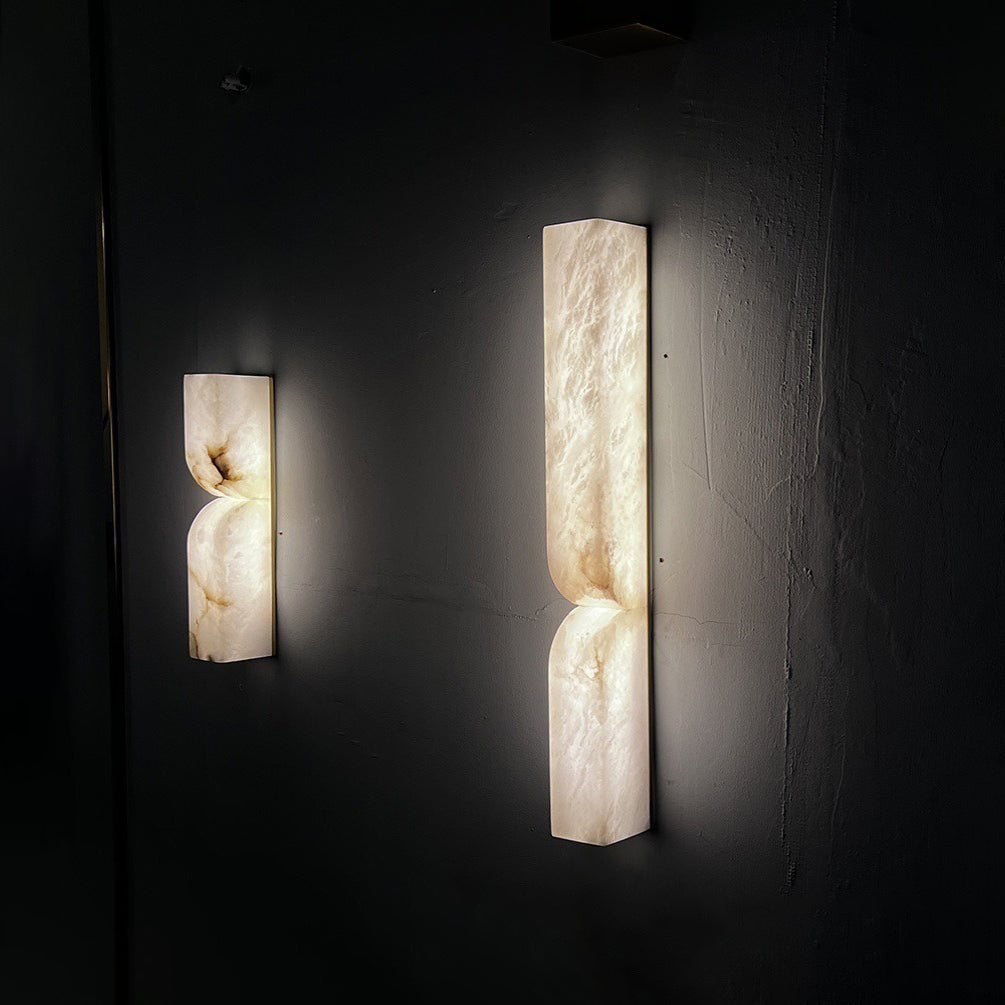 Moderne rechteckige Alabaster-Wandleuchte – Minimalistische Leuchte für Schlafzimmer Flur Wohnzimmer | Esilora