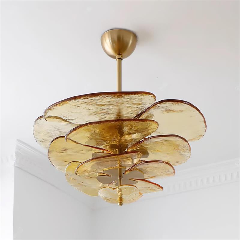 Lotus Leaf Layered Glass Chandelier | Esilora