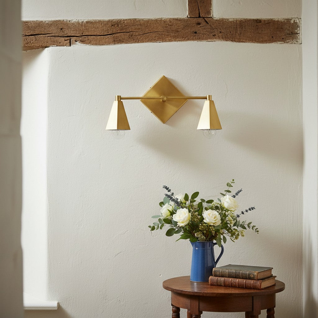Ornato Luxe Geometric Vanity Light - Solid Brass Art Deco Bathroom Lighting | Esilora