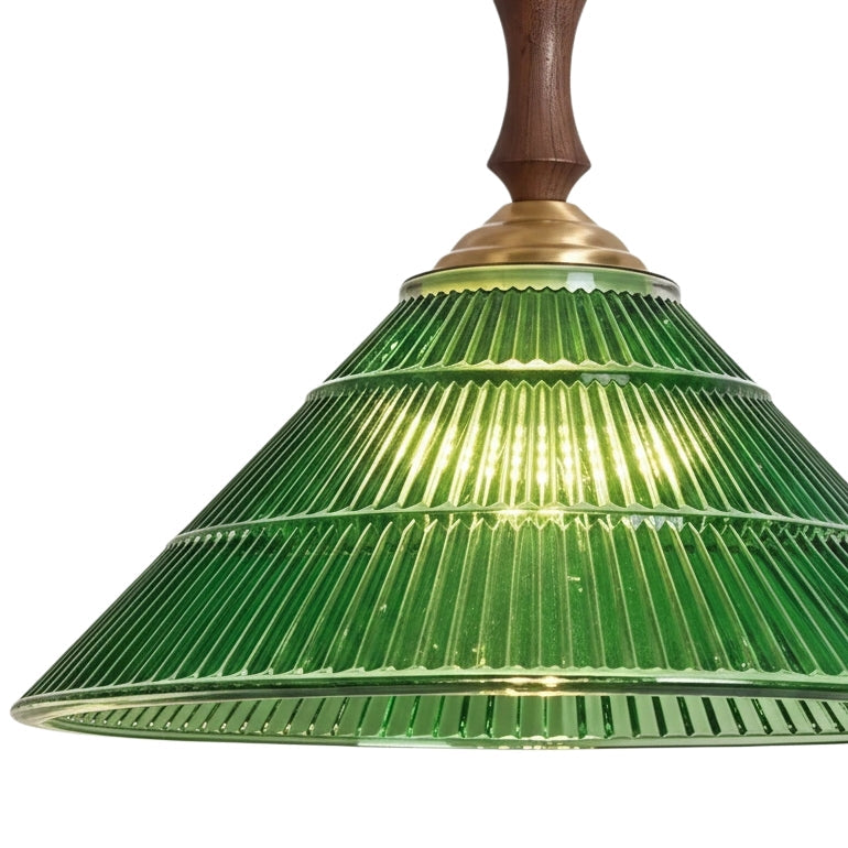 Elunaris Vintage Trumpet Shape Pendant Light with Green Glass Shade for Dining Room | Esilora