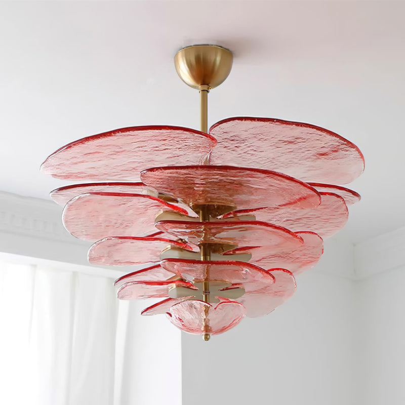 Lotus Leaf Layered Glass Chandelier | Esilora