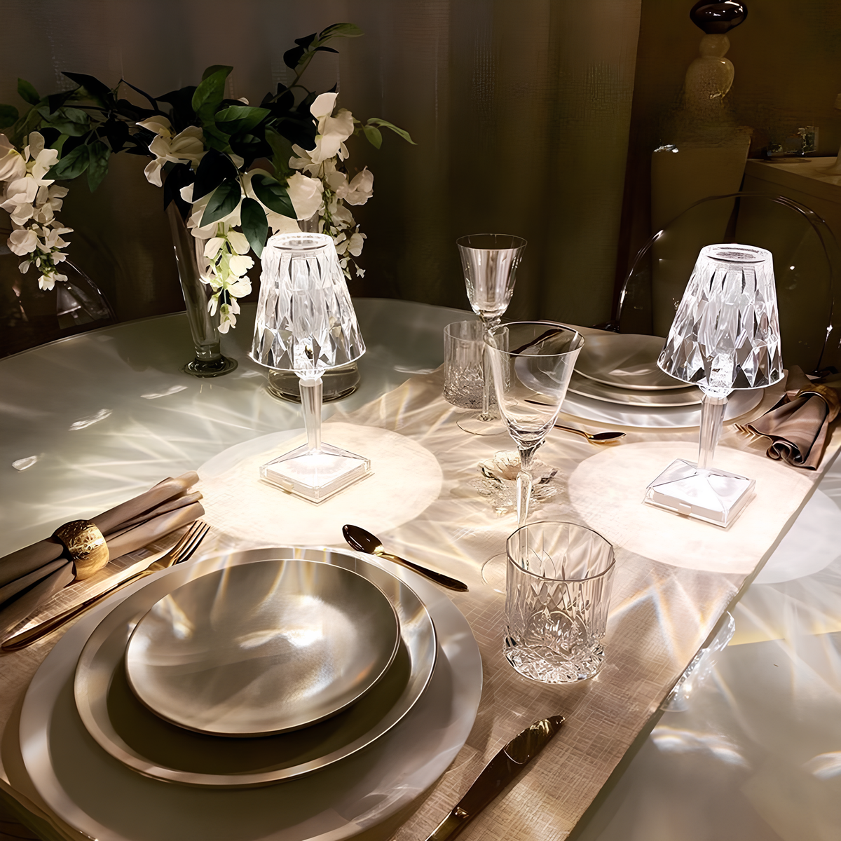 Lampă de masă LED modernă fără fir - design din cristal acrilic